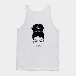 Messy Bun Celestial Queen: Leo Zodiac Sign Tank Top